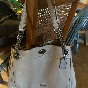 Coach Taupe Leather Shoulder Bag